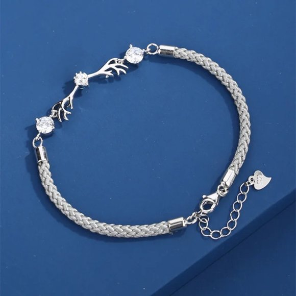 Stunning Ladies Solid .925 Sterling Silver Deer Cubic Zirconia Bracelet - Picture 2 of 4